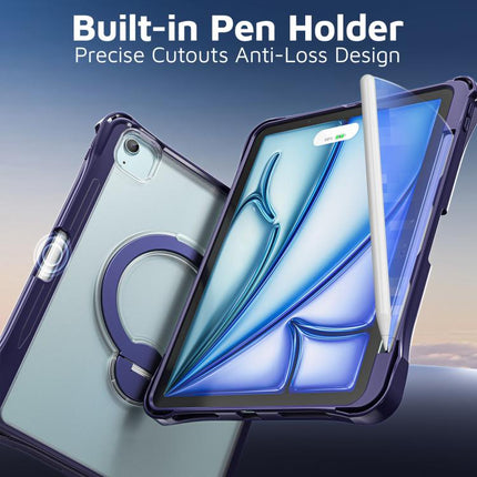 Dual-Color 360 Pivot Holder Tablet Case with Pen Slot & Shoulder Strap, For iPad Air 11 2026 / 2025 / 2024, For iPad 2025 / 2022