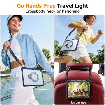 Dual-Color 360 Pivot Holder Tablet Case with Pen Slot & Shoulder Strap, For iPad Air 11 2026 / 2025 / 2024, For iPad 2025 / 2022