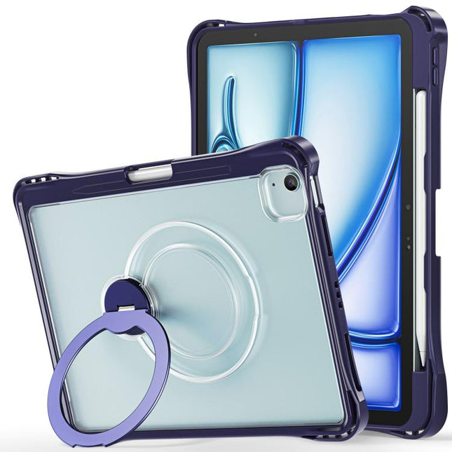 Dual-Color 360 Pivot Holder Tablet Case with Pen Slot & Shoulder Strap, For iPad Air 11 2026 / 2025 / 2024, For iPad 2025 / 2022