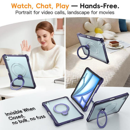 Dual-Color 360 Pivot Holder Tablet Case with Pen Slot & Shoulder Strap, For iPad Air 11 2026 / 2025 / 2024, For iPad 2025 / 2022