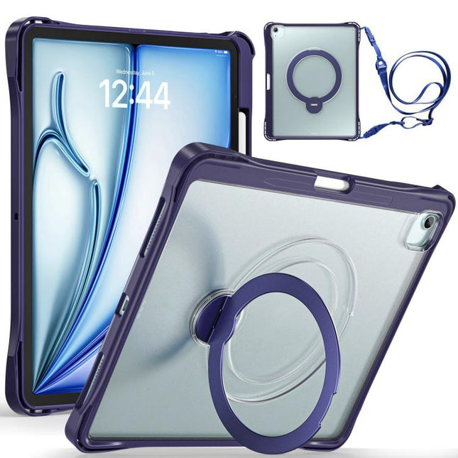 Dual-Color 360 Pivot Holder Tablet Case with Pen Slot & Shoulder Strap, For iPad Air 13 2026 / 2025 / 2024, For iPad Air 11 2026 / 2025 / 2024, For iPad Pro 11 2025 / 2024, For iPad 2025 / 2022