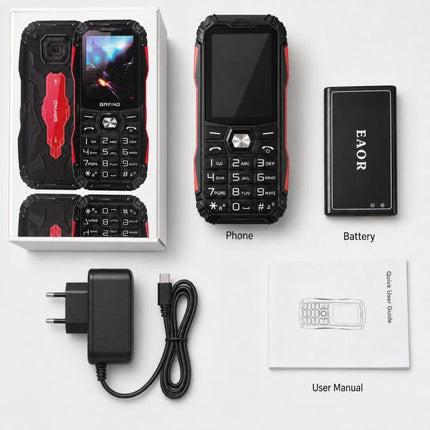 HE248 Rugged Style Phone, 2.4 inch, 3D Keys Network: 2G, Dual SIM, BT, Torch, Russian Keyboard, EU Plug, US Plug, UK Plug