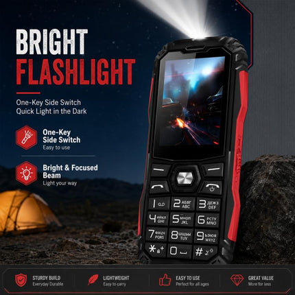 HE248 Rugged Style Phone, 2.4 inch, 3D Keys Network: 2G, Dual SIM, BT, Torch, Russian Keyboard, EU Plug, US Plug, UK Plug