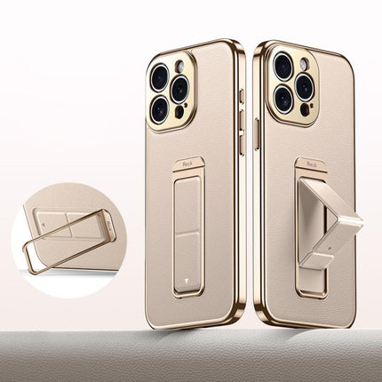 Metal Holder Foldable Wristband Precise Cutout Vegan Leather Phone Case, For iPhone 15 Pro Max, For iPhone 15 Pro, For iPhone 15, For iPhone 14, For iPhone 14 Pro, For iPhone 14 Pro Max