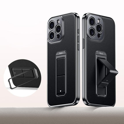 Metal Holder Foldable Wristband Precise Cutout Vegan Leather Phone Case, For iPhone 15 Pro Max, For iPhone 15 Pro, For iPhone 15, For iPhone 14, For iPhone 14 Pro, For iPhone 14 Pro Max