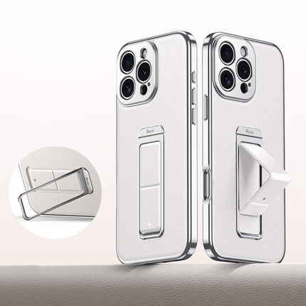 Metal Holder Foldable Wristband Precise Cutout Vegan Leather Phone Case, For iPhone 17 Pro Max, For iPhone 17 Pro, For iPhone 17, For iPhone 16 Pro Max, For iPhone 16 Pro, For iPhone 16