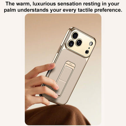 Metal Holder Foldable Wristband Precise Cutout Vegan Leather Phone Case, For iPhone 15 Pro Max, For iPhone 15 Pro, For iPhone 15, For iPhone 14, For iPhone 14 Pro, For iPhone 14 Pro Max