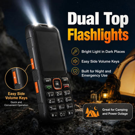 HP290Z 4G IP68 Rugged Phone, 2.8 inch, 3000mAh Battery, Network: 4G, BT, FM, SOS, Torch, With Charging Dock, EU Plug, US Plug, UK Plug