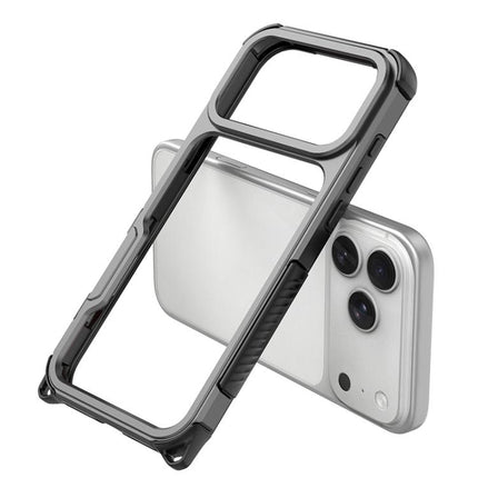 Aluminum Alloy Frame + TPU Hollow Air Bag Shockproof Phone Case With Lanyard Holes, For iPhone 17 Pro Max, For iPhone 17 Pro