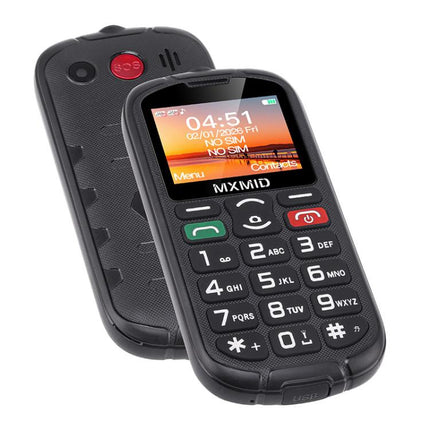 MXMID A8 Pro, 2.0 inch Big Button Rugged Style Senior Phone, SOS, BT, Torch, Network: 2G, EU Plug, US Plug, UK Plug, AU Plug
