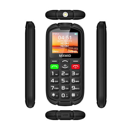 MXMID A8 Pro, 2.0 inch Big Button Rugged Style Senior Phone, SOS, BT, Torch, Network: 2G, EU Plug, US Plug, UK Plug, AU Plug