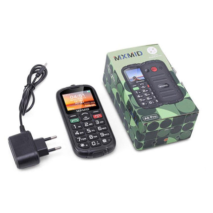 MXMID A8 Pro, 2.0 inch Big Button Rugged Style Senior Phone, SOS, BT, Torch, Network: 2G, EU Plug, US Plug, UK Plug, AU Plug