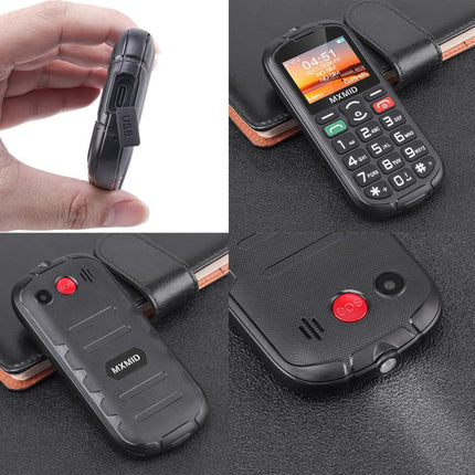 MXMID A8 Pro, 2.0 inch Big Button Rugged Style Senior Phone, SOS, BT, Torch, Network: 2G, EU Plug, US Plug, UK Plug, AU Plug