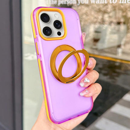 Metal 360 Rotating Holder Magnetic PC Phone Case, For iPhone 16 Pro, For iPhone 16, For iPhone 15 Pro Max, For iPhone 15 Pro