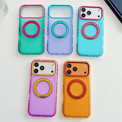 Metal 360 Rotating Holder Magnetic PC Phone Case, For iPhone 17 Pro Max, For iPhone 17 Pro, For iPhone 17, For iPhone 16 Pro Max