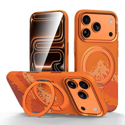 SULADA Kevlar Pixel Grid Texture Rotation Magnetic Holder Phone Case, For iPhone 18 Pro, For iPhone 18 Pro Max, For iPhone 17 Pro Max, For iPhone 17 Pro, For iPhone 17
