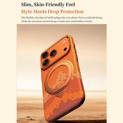 SULADA Kevlar Pixel Grid Texture Rotation Magnetic Holder Phone Case, For iPhone 17 Pro Max, For iPhone 17 Pro, For iPhone 17