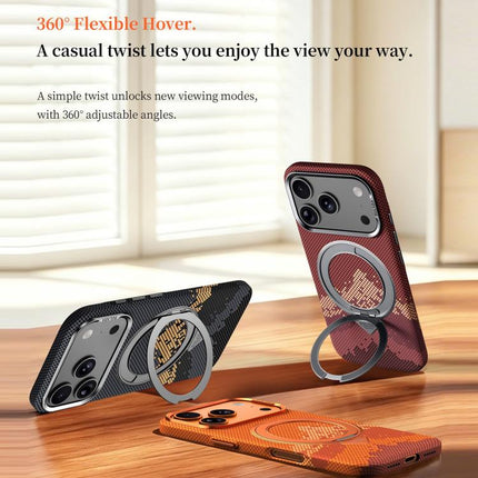 SULADA Kevlar Pixel Grid Texture Rotation Magnetic Holder Phone Case, For iPhone 18 Pro, For iPhone 18 Pro Max, For iPhone 17 Pro Max, For iPhone 17 Pro, For iPhone 17