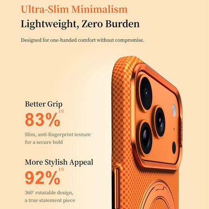 SULADA Kevlar Pixel Grid Texture Rotation Magnetic Holder Phone Case, For iPhone 18 Pro, For iPhone 18 Pro Max, For iPhone 17 Pro Max, For iPhone 17 Pro, For iPhone 17
