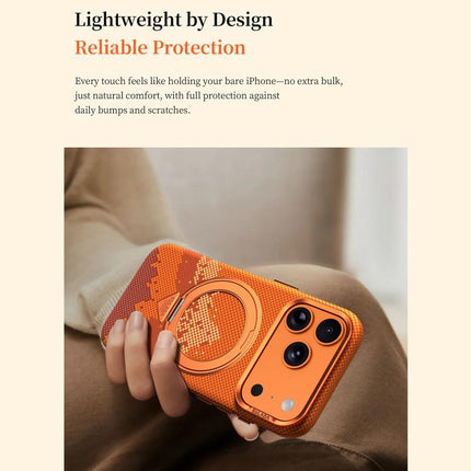 SULADA Kevlar Pixel Grid Texture Rotation Magnetic Holder Phone Case, For iPhone 18 Pro, For iPhone 18 Pro Max, For iPhone 17 Pro Max, For iPhone 17 Pro, For iPhone 17