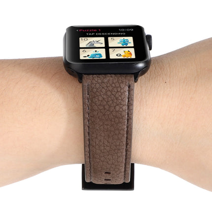 Litchi Texture Genuine Leather Watchband For Apple Watch Series 6 & SE & 5 & 4 44mm / 3 & 2 & 1 42mm, For Apple Watch Series 7 45mm / 6 & SE & 5 & 4 44mm / 3 & 2 & 1 42mm