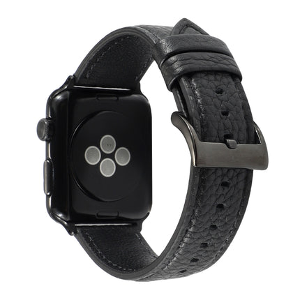 Litchi Texture Genuine Leather Watchband For Apple Watch Series 6 & SE & 5 & 4 44mm / 3 & 2 & 1 42mm, For Apple Watch Series 7 45mm / 6 & SE & 5 & 4 44mm / 3 & 2 & 1 42mm