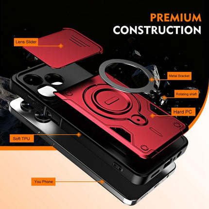 Ring Holder Lens Slide Cover Phone Case, For Honor X5c 4G / X5c Plus, For Honor X9d / X70 5G, For Honor 400 Smart / X7d, For Honor X8b / X8c 4G