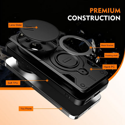 Ring Holder Lens Slide Cover Phone Case, For Honor X9c / Magic7 Lite