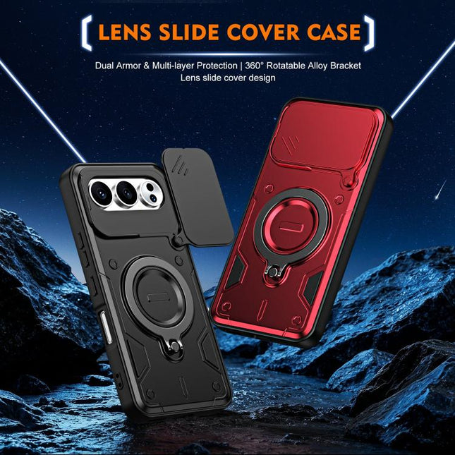 Ring Holder Lens Slide Cover Phone Case, For Honor X5c 4G / X5c Plus, For Honor X9d / X70 5G, For Honor 400 Smart / X7d, For Honor X8b / X8c 4G