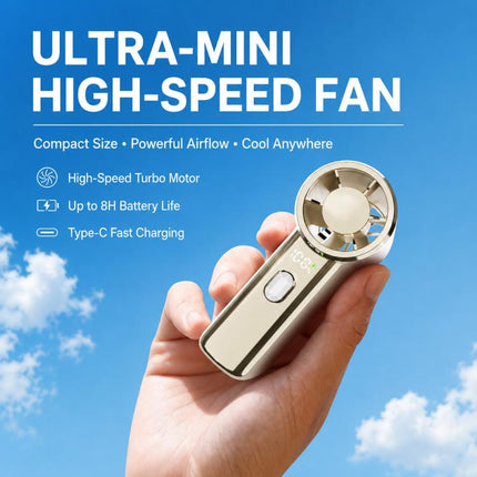 F9 Handheld High-Speed Turbo Mini Fan with Digital Display