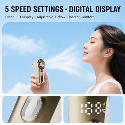 F9 Handheld High-Speed Turbo Mini Fan with Digital Display