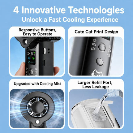 F1 Portable Silent Turbo Spray Cooling Handheld Fan