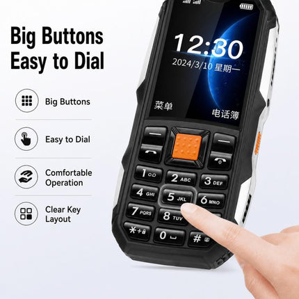 W2022 Rugged Phone, 1.77 inch, SC6531DA, Network: 2G, Dual SIM, BT, Torch