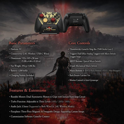 GameSir G7 Pro 8K Bluetooth Wired Wireless Tri-Mode Game Controller, Nioh 3 Collab Edition, Champion Collab Edition