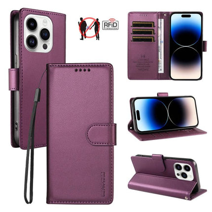 BETOPNICE Pearlescent RFID Vegan Leather Phone Case with Strap, For iPhone 14 Plus, For iPhone 14 / 13, For iPhone 14 Pro, For iPhone 14 Pro Max