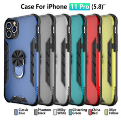 Funda a prueba de golpes de PC esmerilada magnética + TPU mate con soporte para anillo, para iPhone 11 Pro, para iPhone 11, para iPhone 11 Pro Max, para iPhone XS / X, para iPhone XS Max