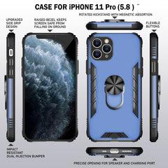 Funda a prueba de golpes de PC esmerilada magnética + TPU mate con soporte para anillo, para iPhone 11 Pro, para iPhone 11, para iPhone 11 Pro Max, para iPhone XS / X, para iPhone XS Max