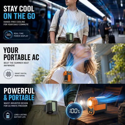 DF-95 Outdoor Portable Mini LED Digital Display Waist Clip Cooling Fan