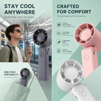 DF-93 Portable Three-Speed Adjustable Foldable Handheld Cooling Fan