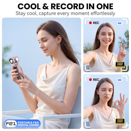F21 1.97 inch IPS Screen 1080P HD Handheld Vlog Video Camera with Fan