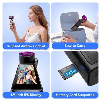 F21 1.97 inch IPS Screen 1080P HD Handheld Vlog Video Camera with Fan