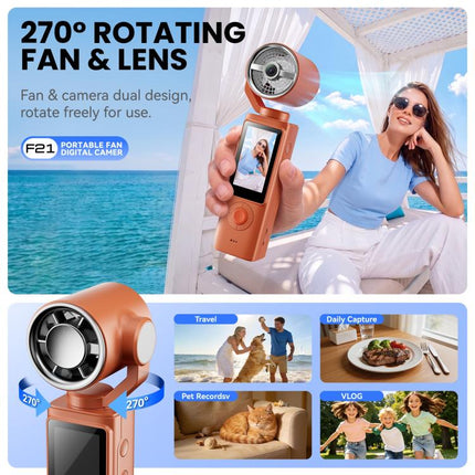F21 1.97 inch IPS Screen 1080P HD Handheld Vlog Video Camera with Fan