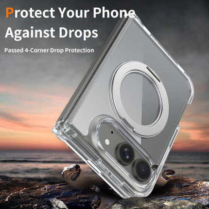Scratch-proof Transparent Rotating Holder Magnetic Phone Case, For iPhone Duo