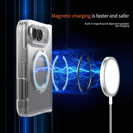 Scratch-proof Transparent Rotating Holder Magnetic Phone Case, For iPhone Duo