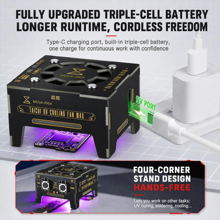 Mega-Idea Taichi UV Fan MAX Dual-LED 2 in 1 UV Curing Light with Fast Cooling Fan, Mega-Idea Taichi UV Fan MAX