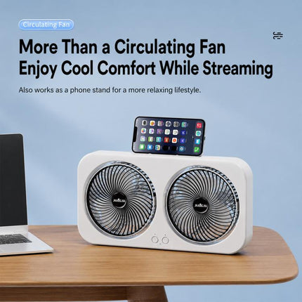 F8 Dual-Head Desktop Air Circulation Cooling Fan