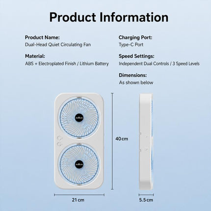 F8 Dual-Head Desktop Air Circulation Cooling Fan