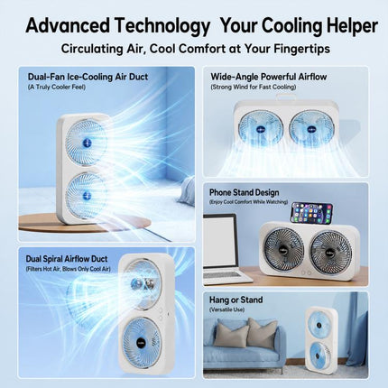 F8 Dual-Head Desktop Air Circulation Cooling Fan