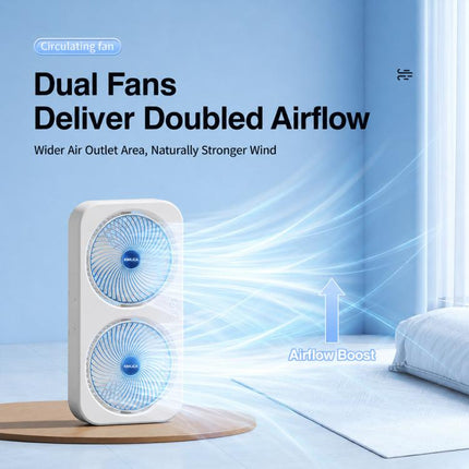 F8 Dual-Head Desktop Air Circulation Cooling Fan
