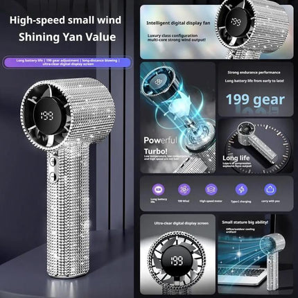 S5 Bling Rhinestone High-speed Handheld Fan